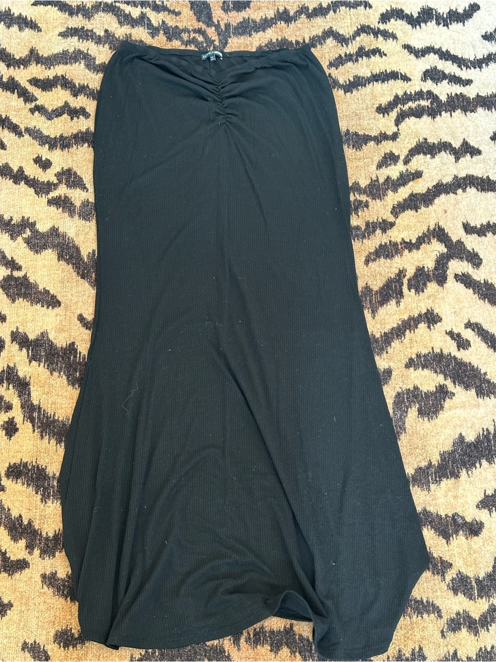 Fashion Nova Black Ruched Waist Maxi Skirt